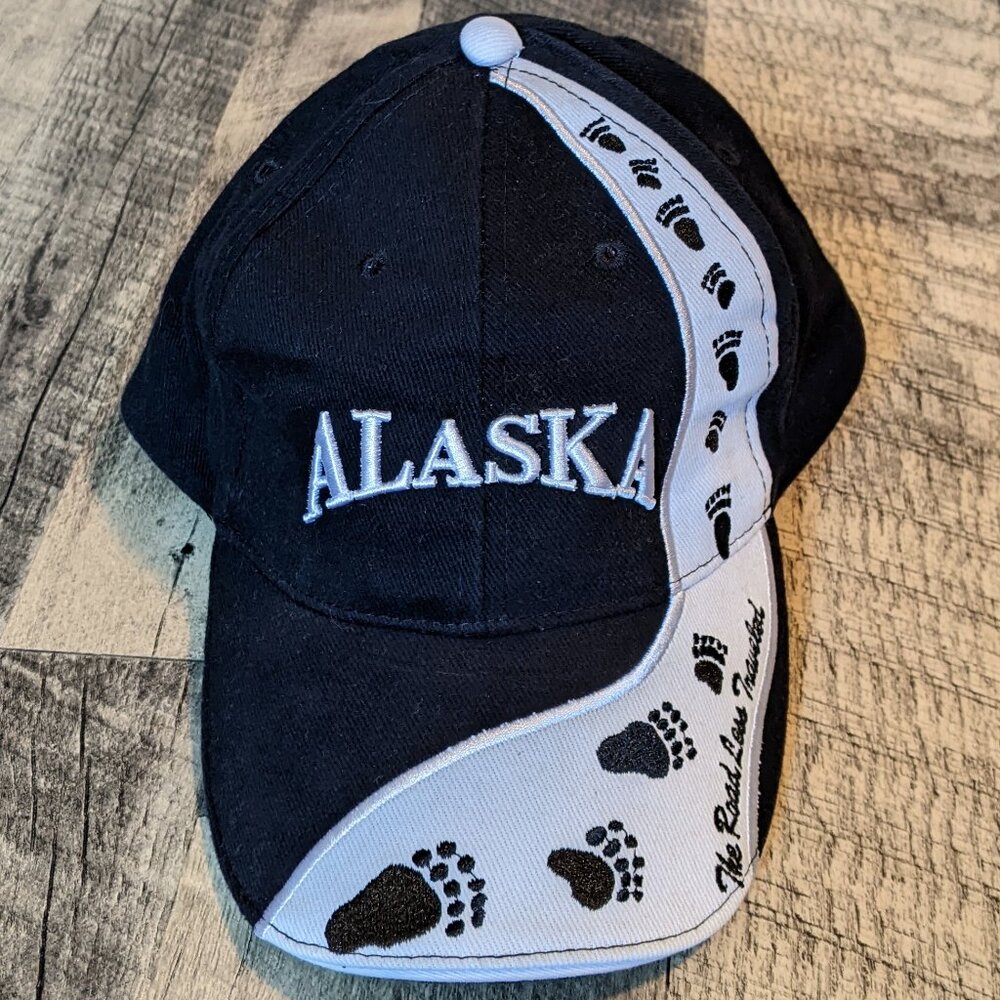 Alaska Hat Black White Paw Prints Baseball Cap Strapback